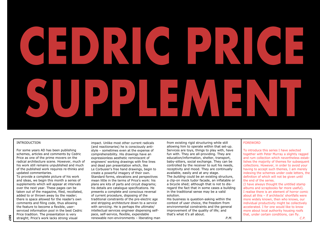 Cedric Price Supplement - Introduction and Foreword